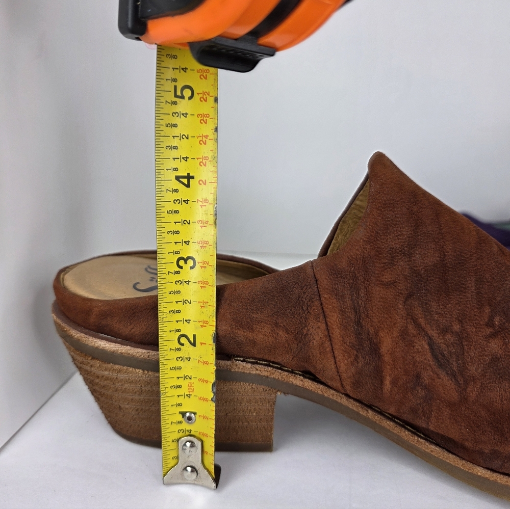 Sofft Ameera Cognac Suede Textured Western Shoes Leather Mule Clogs Size 8.5M - Picture 15 of 16